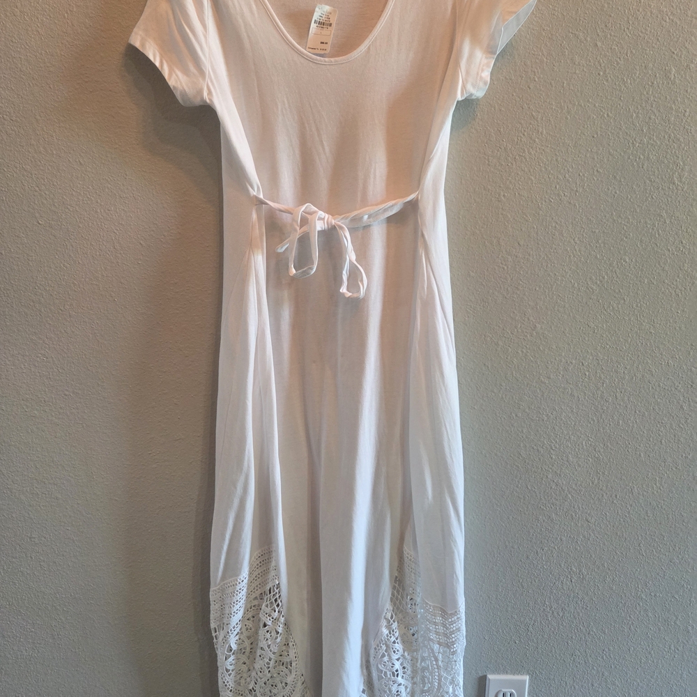 Neiman Marcus White Dress with Lace Detail